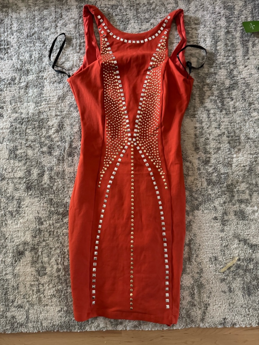 bebe Red Studded Mini Bodycon Dress